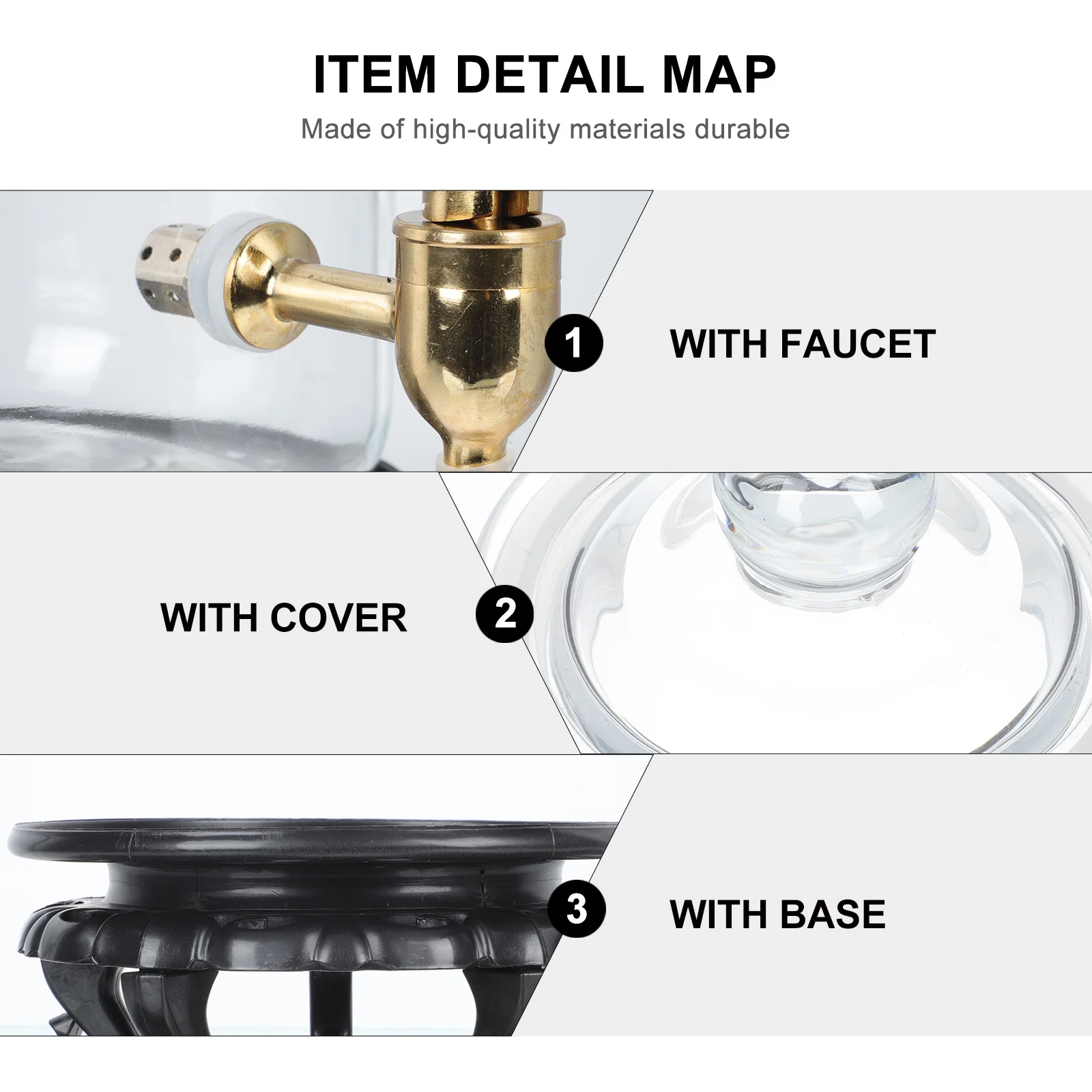 

1Set Glass Wine Jar Sealed Wine Bottle Household Drink Container Storage Tank with Faucet Safe for Indoor Outdoor Use