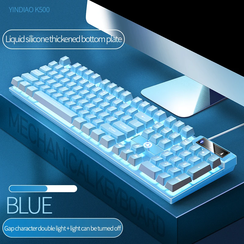 Whxmsh Gaming-Tastatur mit 104-Tasten, kabelgebundene Tastatur, farblich abgestimmt, Hintergrundbeleuchtung, mechanisches Gefühl, Computer-E-Sport-Peripheriegeräte für Desktop-Laptops 6