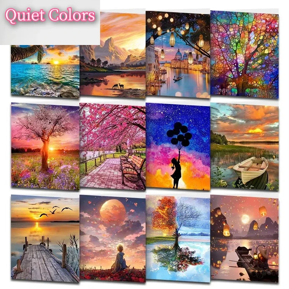 DIY Handwork Paint By Number Kit Oil Painting By Landscape Number On Canvas Handmade For Adult Craft Gift Home Decor--frameless