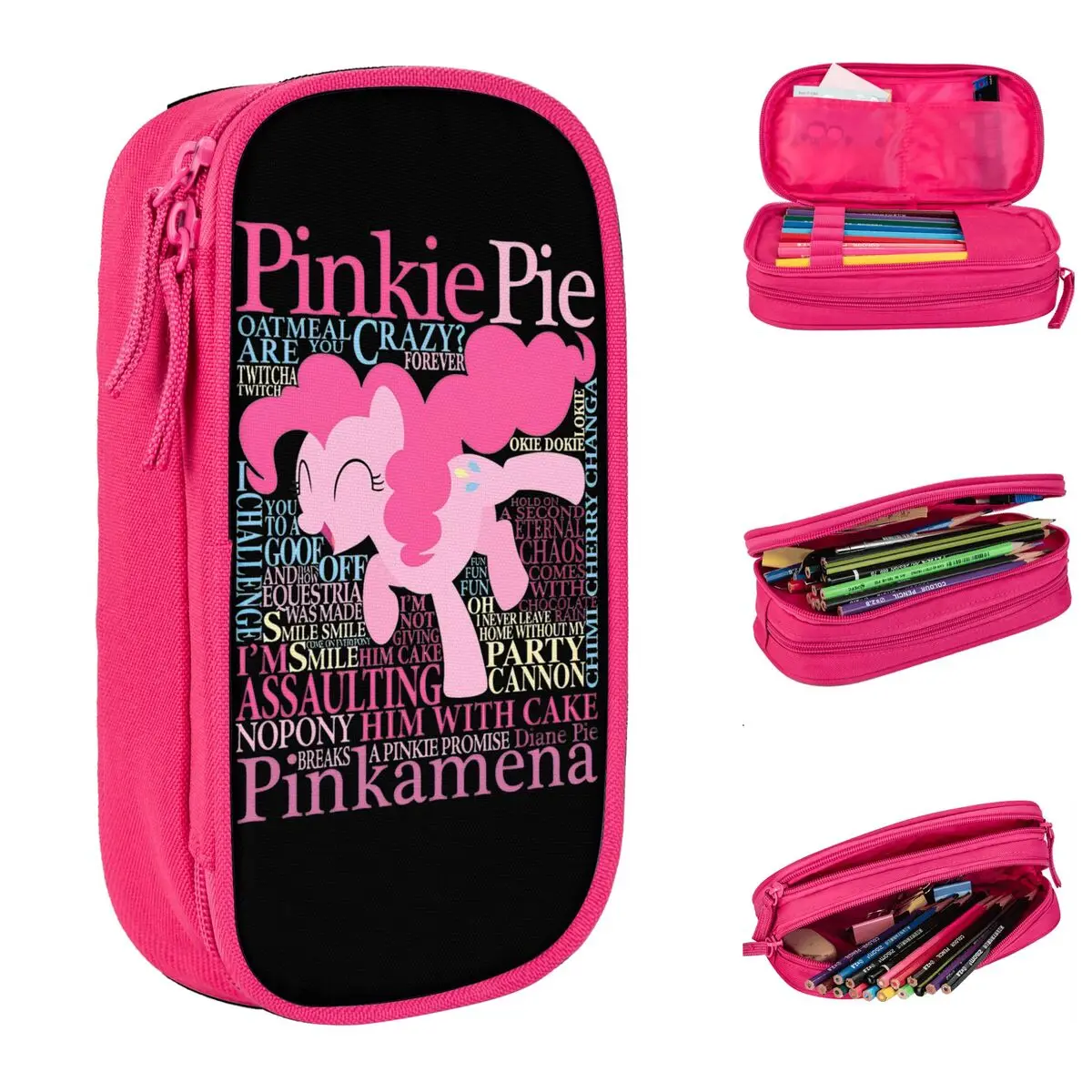 

Pinkie Pie Pencil Case Ponies friendship is magic My Little Pony Pencil Box Pen Box Large Storage Bag Zipper Stationery