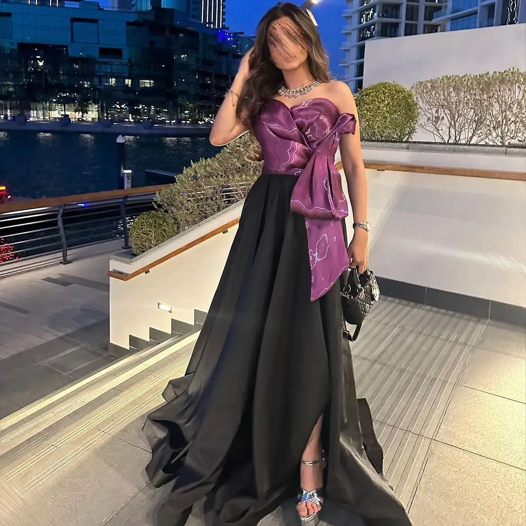 

Purple Prom Dresses Sweetheart Strapless Side Split Evening Dress Sleeveless A-Line 2024 Saudi Arabia Women's Formal Request