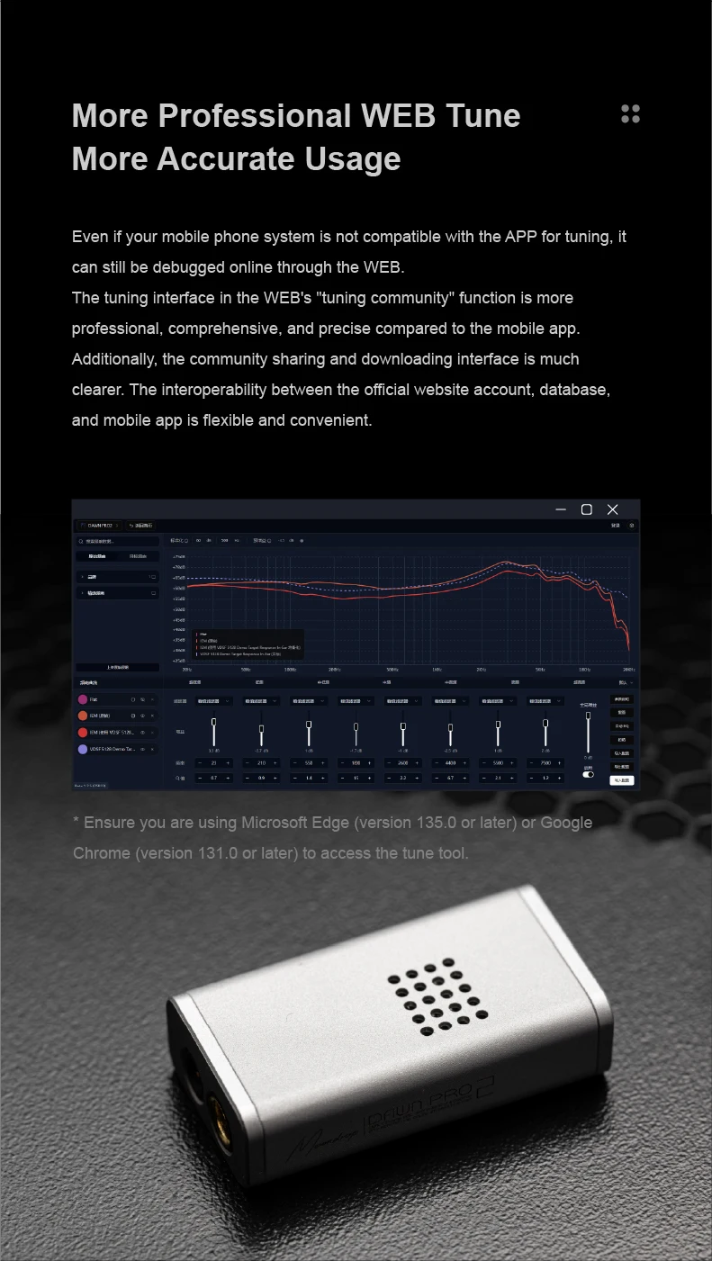 MOONDROP Dawn Pro 2 Tragbarer USB-DAC-Verstärker DUAL CS43198 DAC 32BIT/384KHz DSD256 Der Online-Interaktive DSP der 2. Generation – Detail 7