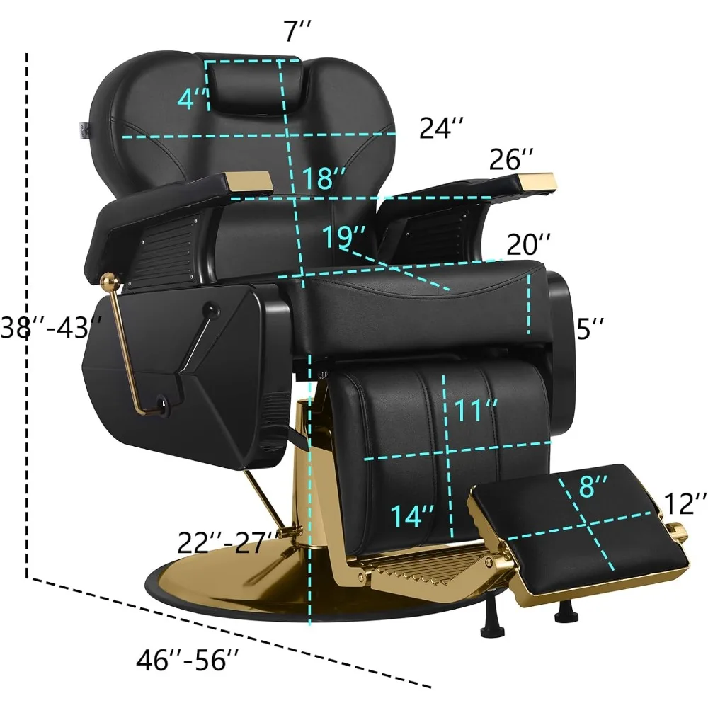 Barber Chair Hydraulic Heavy Duty Reclining Salon Chair 360 Degree Swivel Height Adjustable Hair Chair