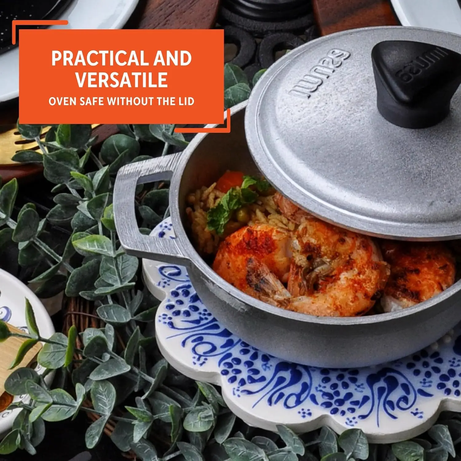 (12 عبوة) 0.7 كيو تي كالديرو كولومبي صغير تقليدي (فرن هولندي) للطهي والخدمة، 0.7 كوارت، فضي (GAU-80560KIT)