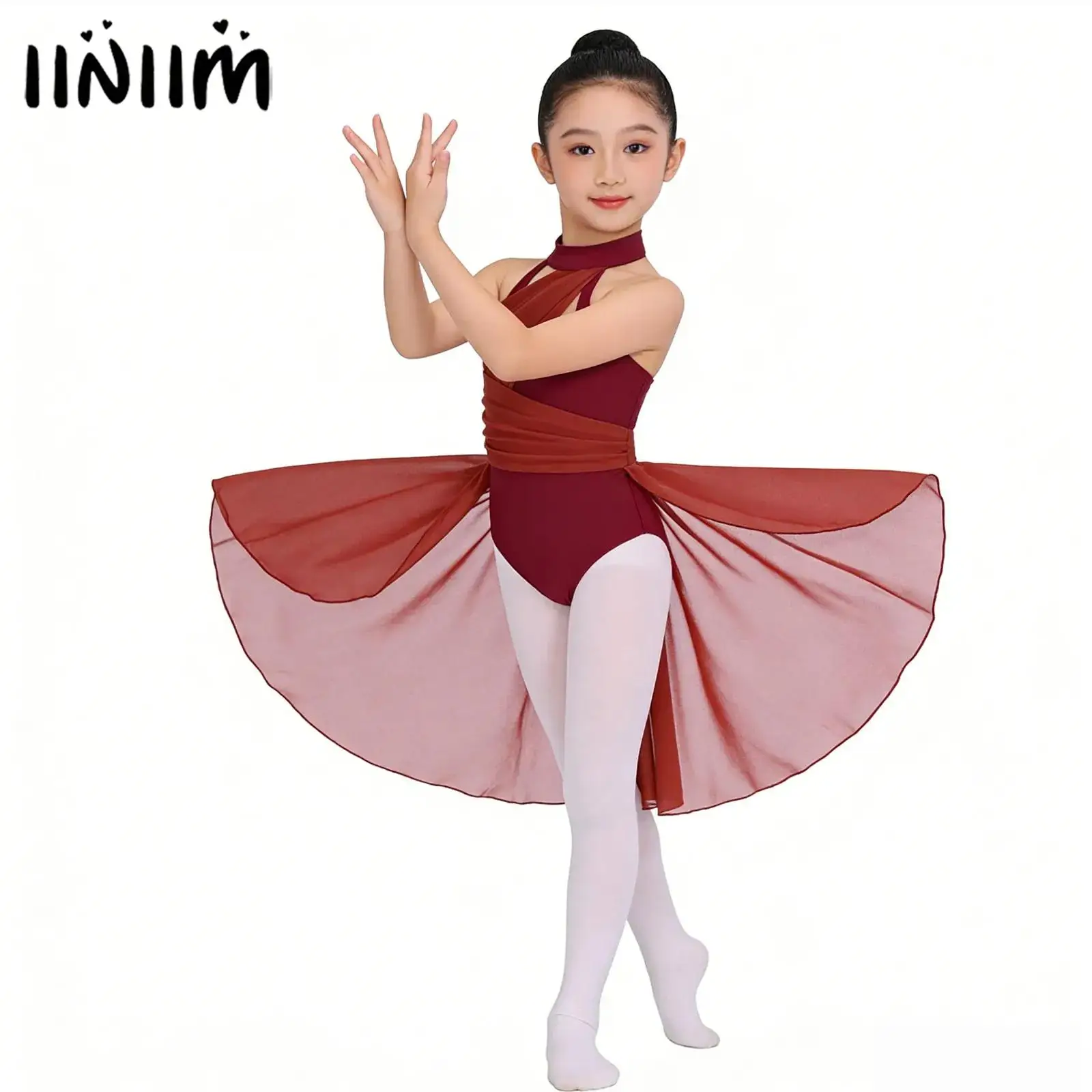 

Костюм для выступлений для девочек: гимнастический, балетный, латинский, лирический танцевальный костюм с драпированным лифом и открытой спиной, танцевальное платье-трико