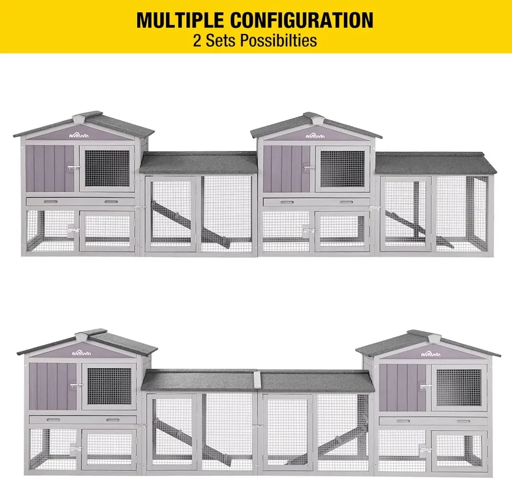 Expandable Wooden Chicken Coop for 2 Chickens, Outdoor Hen House Poultry Quail Cage with Deeper Tray & Asphalt Roof