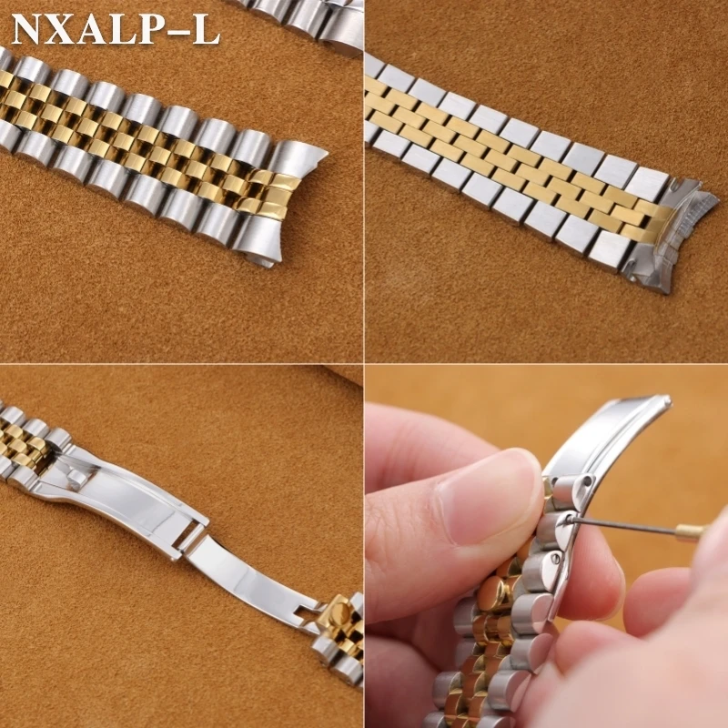 ل رولكس ل اليوبيل حزام الساعات عالية الجودة منحني نهاية حزام معدني 13 17 مللي متر 20 مللي متر 21 مللي متر الصلبة الفولاذ المقاوم للصدأ سوار إكسسوارات #6