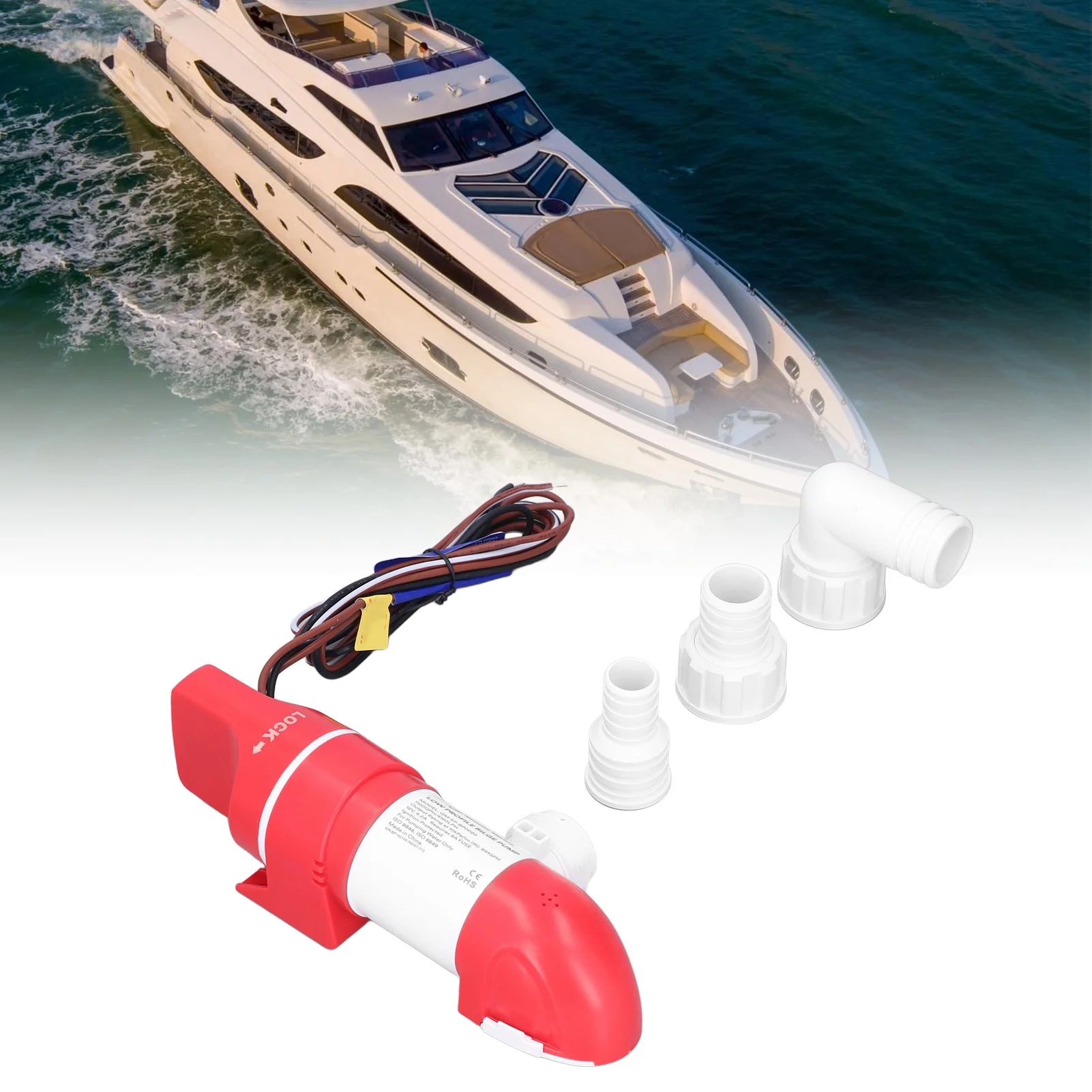 Low Profile Bilge Pump 1100GPH/4160LPH Electric Automatic Stainless Steel DC12V 360° Rotation for Boats Low Profile Bilge Pump