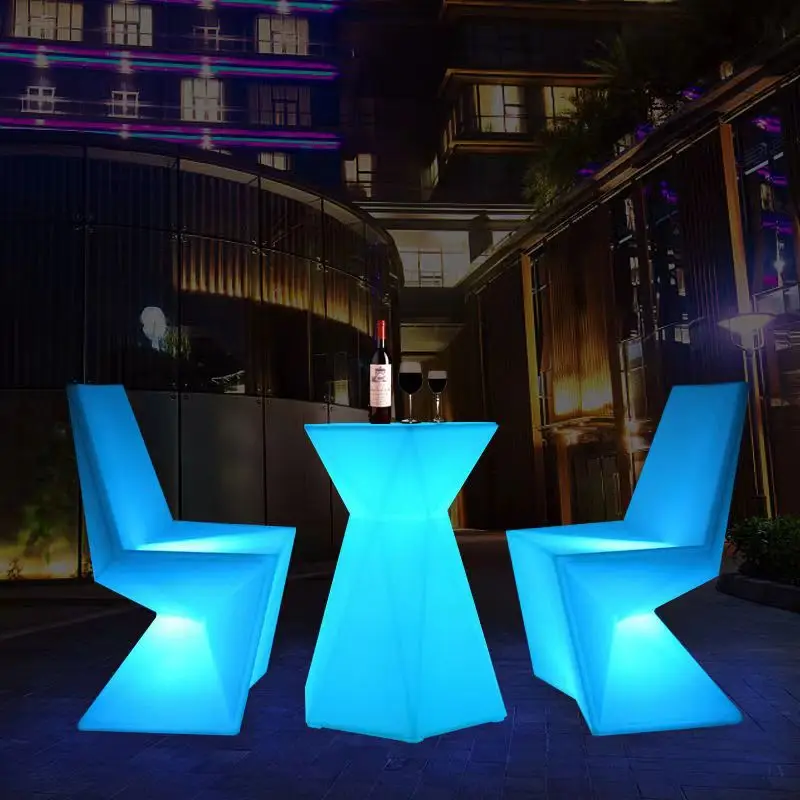 Hexagonal LED Light Up Accent Side Table, 16-Color Changing LED Light Up Furniture Table, Bar Counter Coffee Table