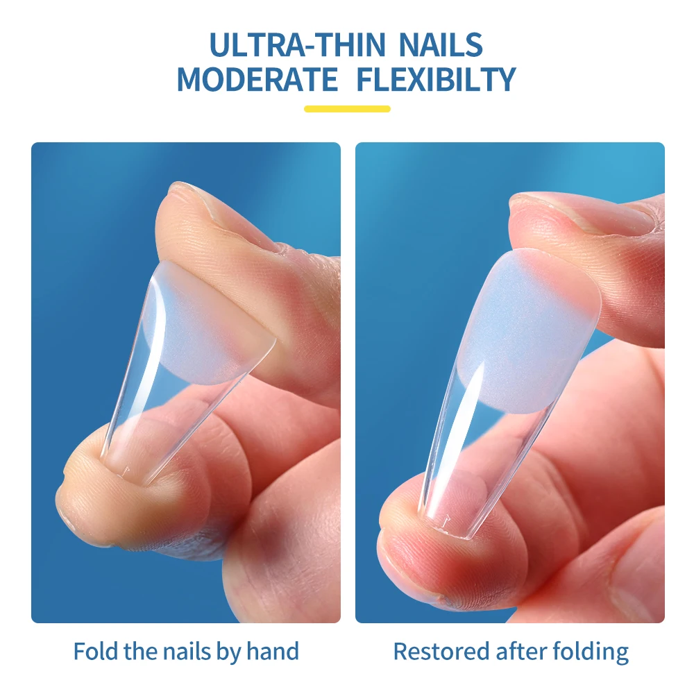 120pcs UltraThin Mid Length Nail Tips Coffin Short Square Half Matte NoFile False Full Cover Nails Gelly Tips For Nail Extension