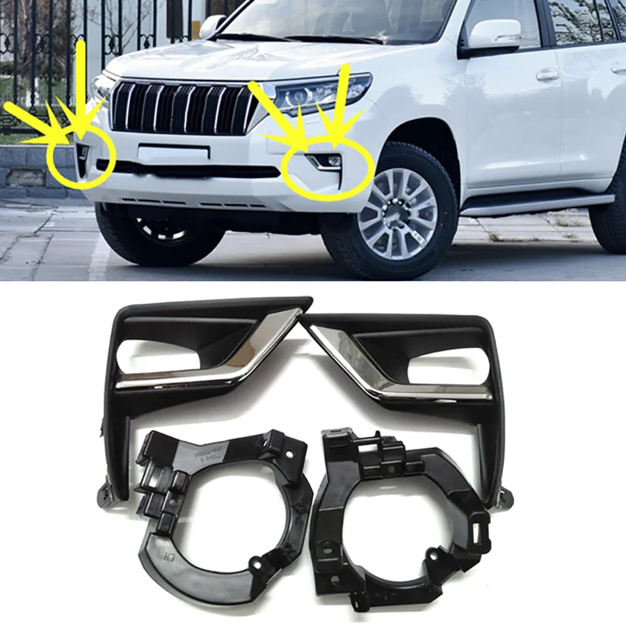 Wooeight 1Pc Car Front Fog Lamp Mount Bracket Holder Exterior Frame Cover Mounting Support For Toyota Prado LC150 2018-2020