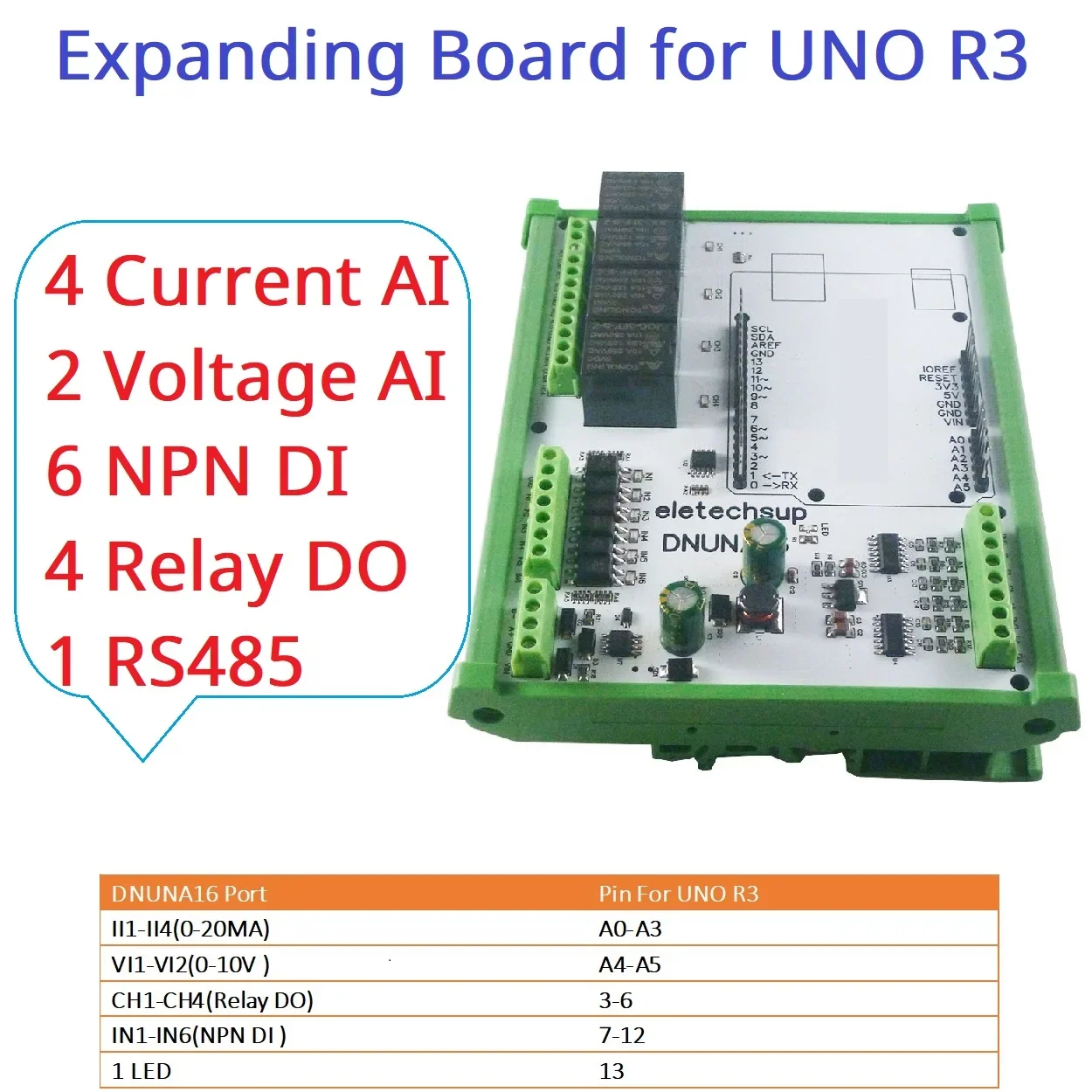 DIN Rail Analog Digital Inpuut Output Expanding Board Simple Open PLC Diy Module for Arduino UNO LED Solar BatteryDNUNA16