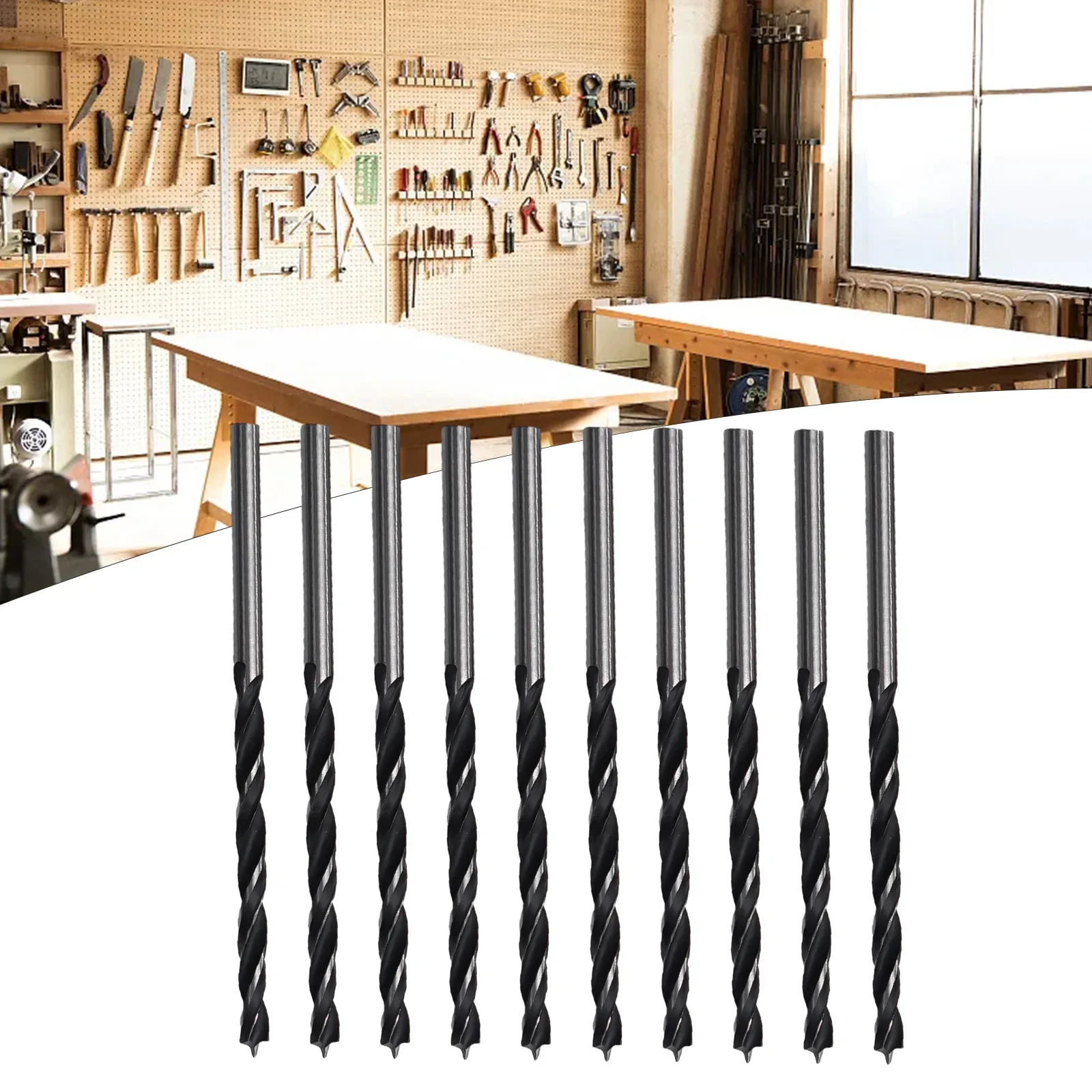 Garden Indoor Drill Bits 10 Pcs Accessories Easy To Use Hardness High Strength With Center Point Artificial Wood