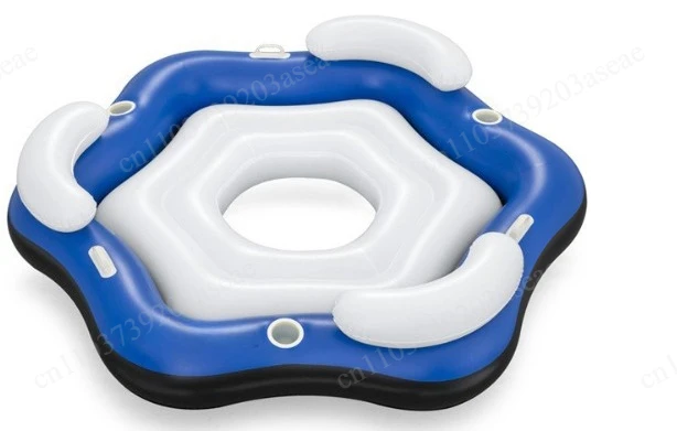Large inflatable floating island with awning  island floating at sea adult household unshade boat