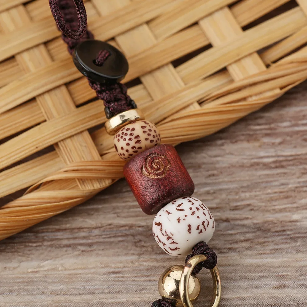 Dynamic Rope Starry Moon Bodhi, Sandalwood Key Chain Hand Woven Simple Pendant, Auspicious Cloud Prayer Buddhist Pendant Gift