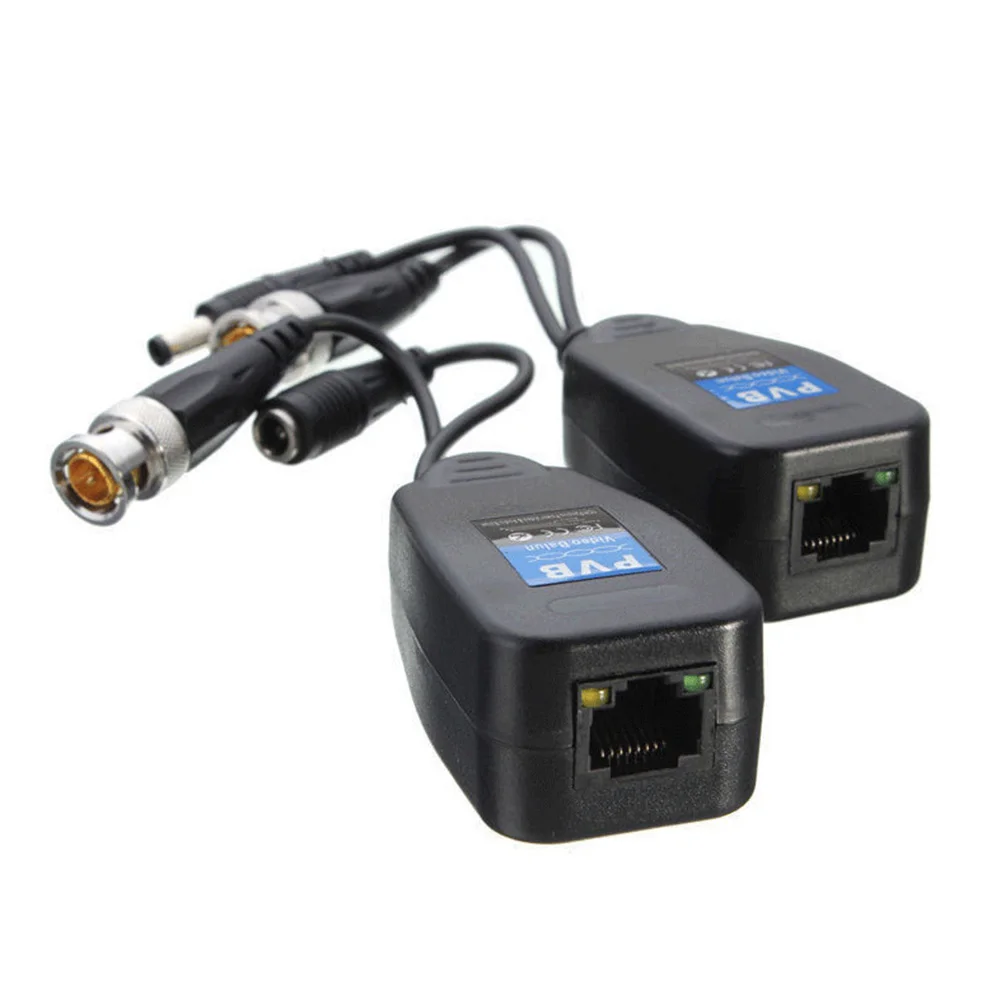 Imagem -02 - Escam Pares Cctv Coaxial Bnc Transceptor Balun de Alimentação de Vídeo para Conector Cat5e Rj45 Hj55