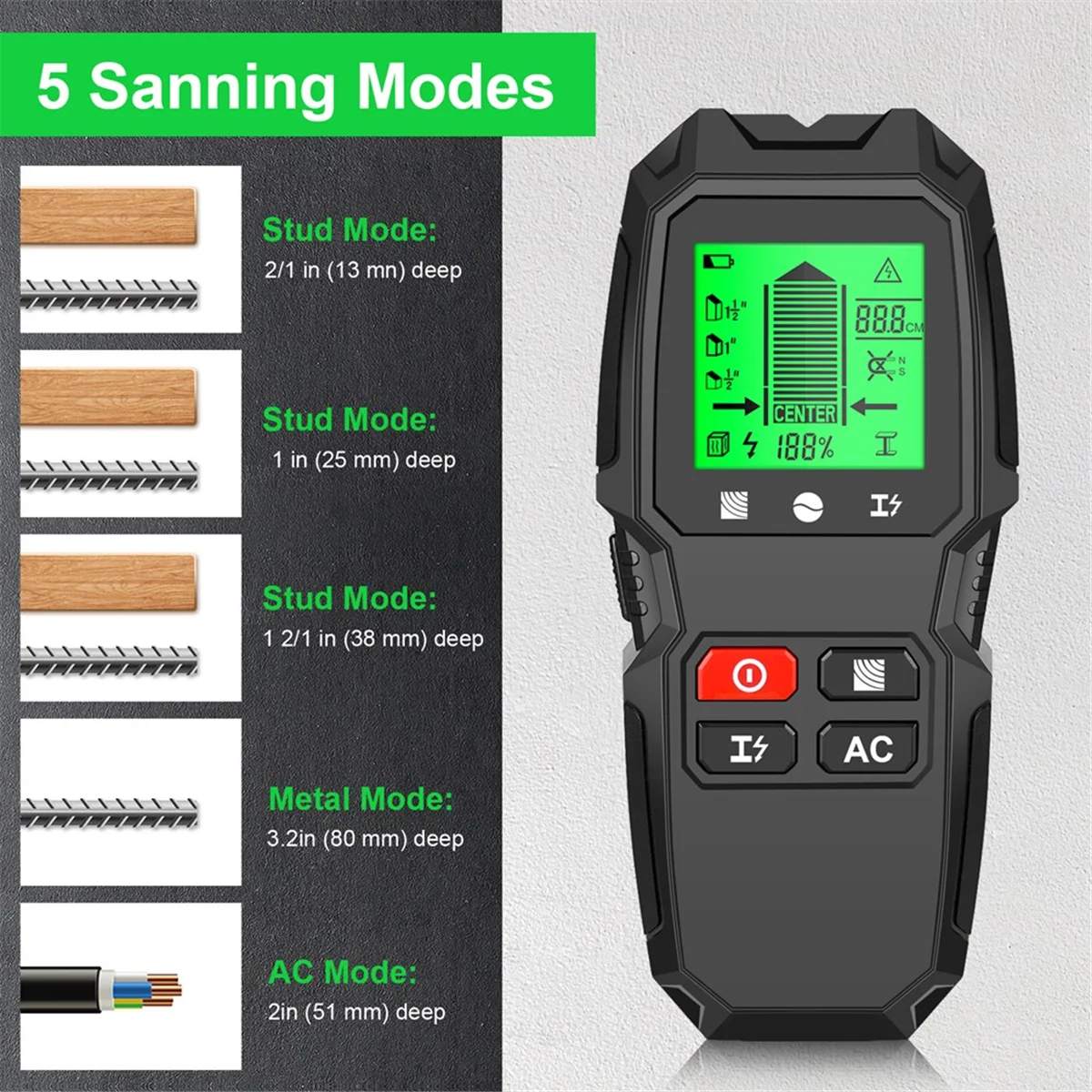 

HOT Wall Metal Detector 7-In-1 Handheld Wall Stud Wood AC Wire Cable Finder Wall Scanner Electronic Measuring Instruments