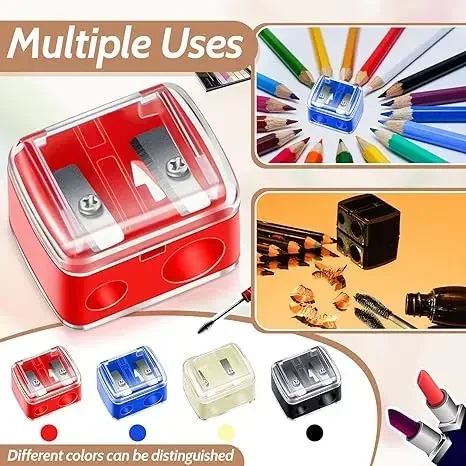 Dual-Pencil Sharpener Convenient Essential Tool Sharpens Easy to Clean Travel-Friendly Compact Includes Bonus Small Sharpener