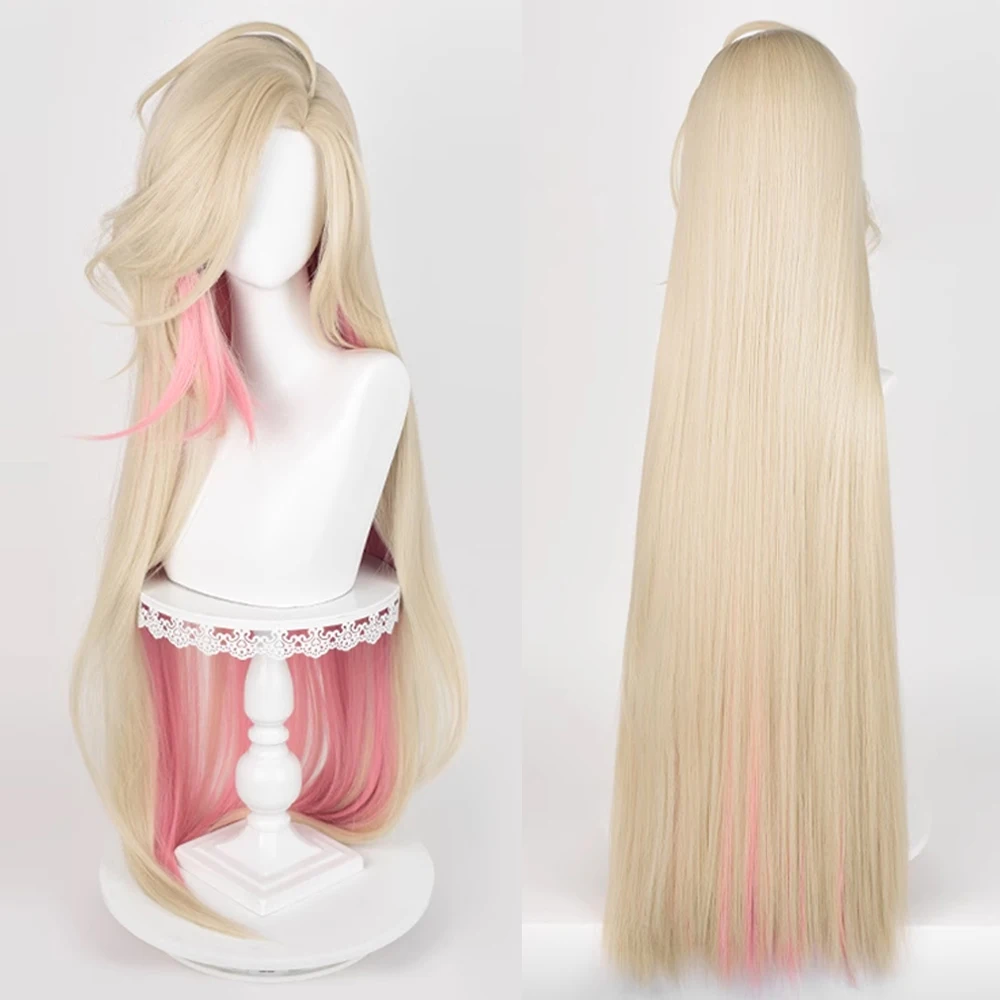 

RANYU Synthetic Straight Ombre Blonde Pink Wig Lolita Fluffy Anime Game Cosplay Hair Heat Resistant Wig for Daily Party