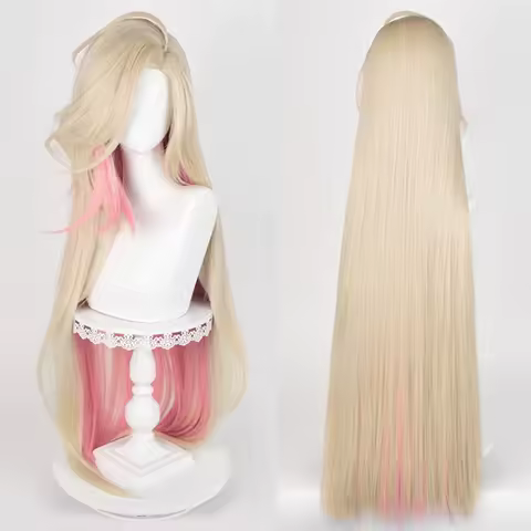RANYU Synthetic Straight Ombre Blonde Pink Wig Lolita Fluffy Anime Game Cosplay Hair Heat Resistant Wig for Daily Party