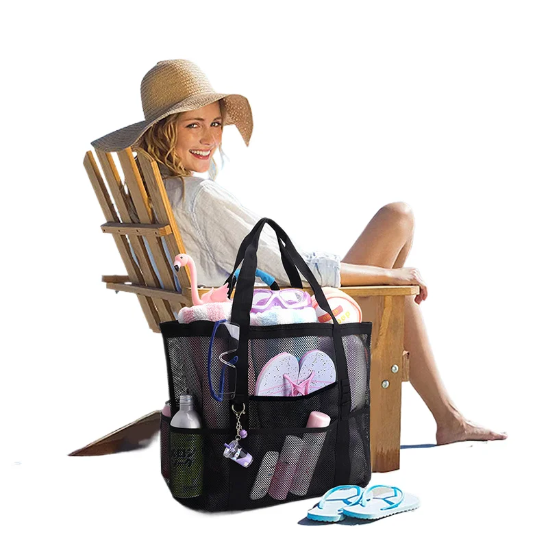 

Large Mesh Beach Bag Tote Travel Carryall Swimming Pool Vacation Accessory Lightweight Water Resistant Shoulder Carryall Handbag