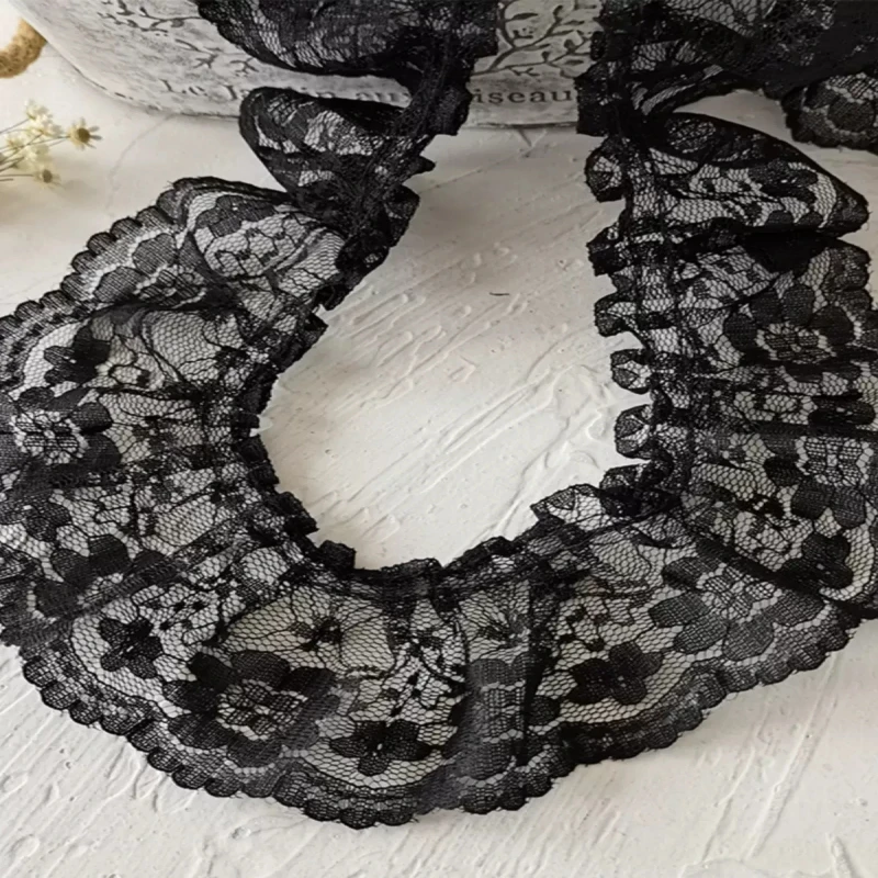 1 Meter Black Lace Lace Series Ribbon Accessories Handmade Diy Hat Skirt Hem Clothing Accessories Pleated Ruffles Wide