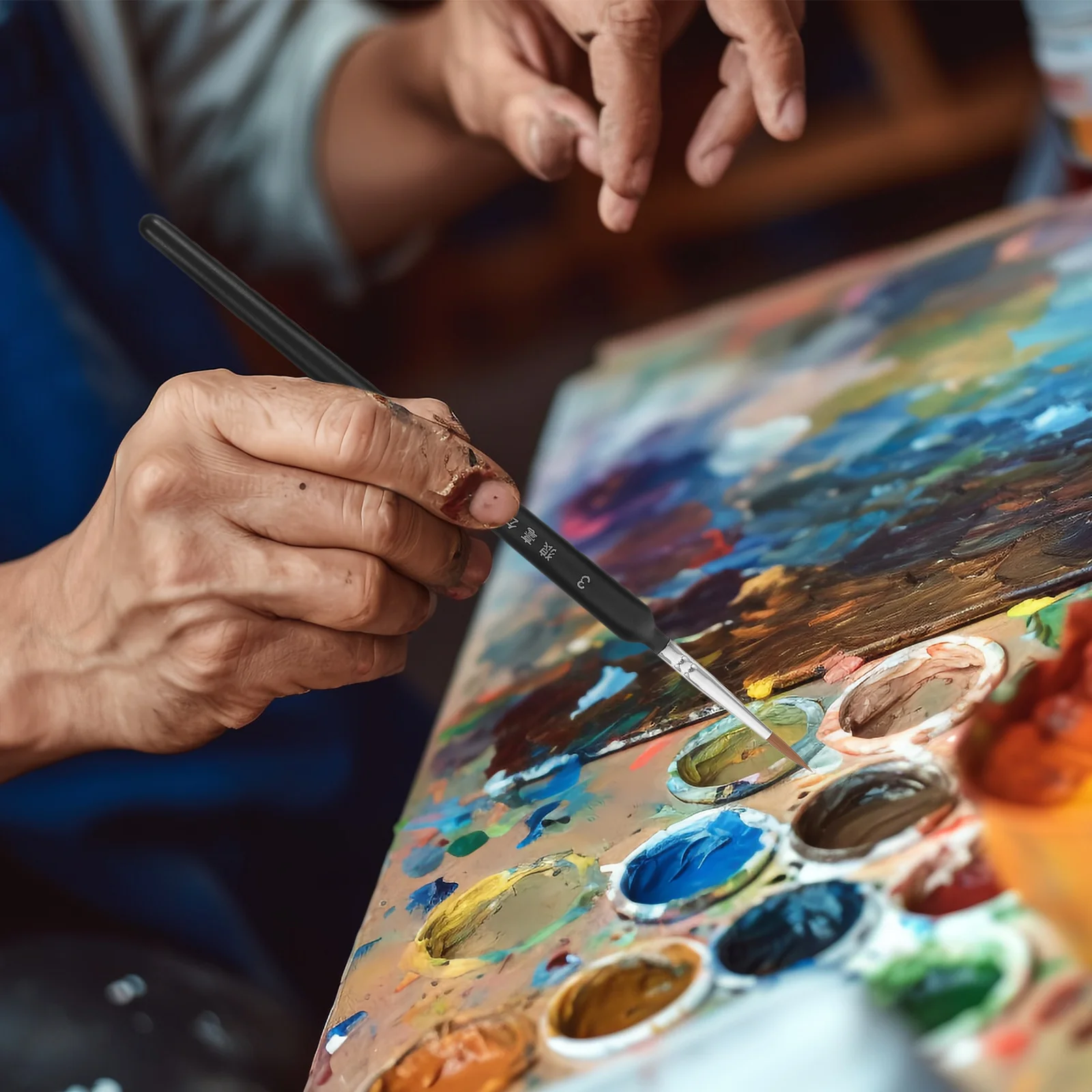 5 قطعة مجموعة فرشاة طلاء تفاصيل شعر الذئب 000 00 0 1 3 طرف رفيع مقبض سهل الإمساك لطلاء السيارات المصغرة فن الرسم الحرفي #6