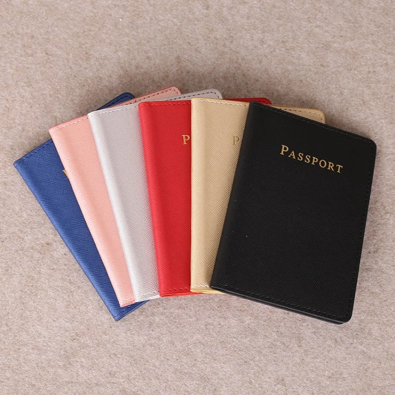 Women Men Passport Holder Bags Wallet Pu Leather Passport Cover Documents Card Bag Simple Travel Card Holder Bags Pouch Clip