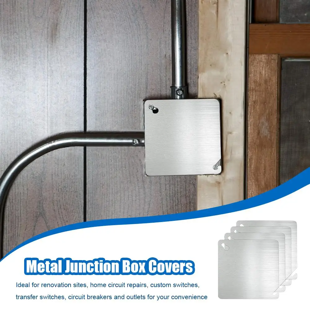 

Electric Box Cover 4Piece Metal Protector Safety Junction Box Cover Plate For Floor Child Pet Cable Ceiling Exterior Outside