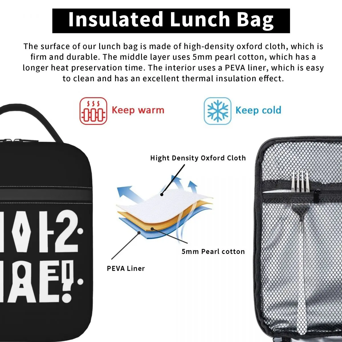 Funny Anal Hidden Message Anal Russian Letter 2021 Reflex Insulated Lunch Bag Kids Portable Food Boxes Thermal Lunch Box Tote
