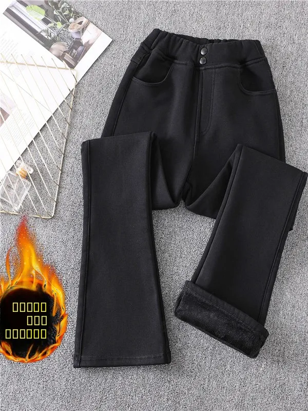 Повседневные брюки Thiened Fce с высокой талией, эластичные утягивающие теплые зимние новые женские повседневные брюки больших размеров Faion