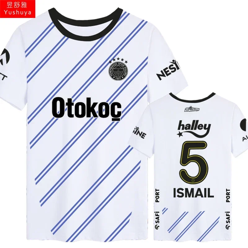 المحلية سوبر Fenerbahce فريق Dzeko كرة القدم تي شيرت الرجال النساء المشجعين قصيرة الأكمام تي شيرت ثلاثية الأبعاد مطبوعة الأطفال الرياضة المحملة الملابس