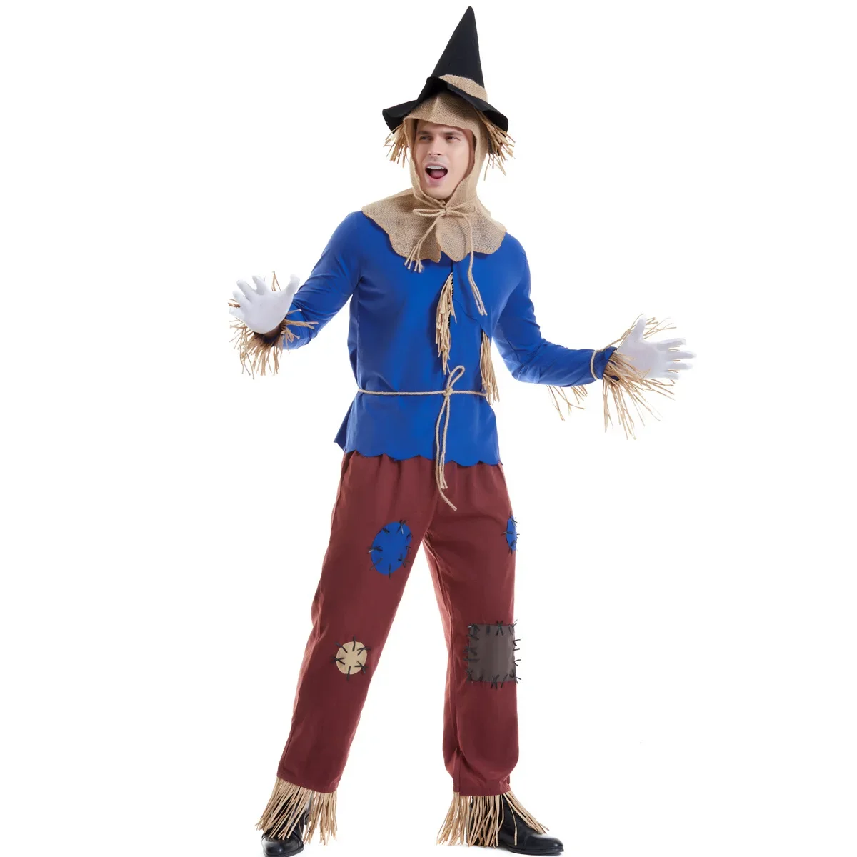 

Adult Witch Costume For Women Men Patchwork Costume For Halloween Carnival Party Dress Up