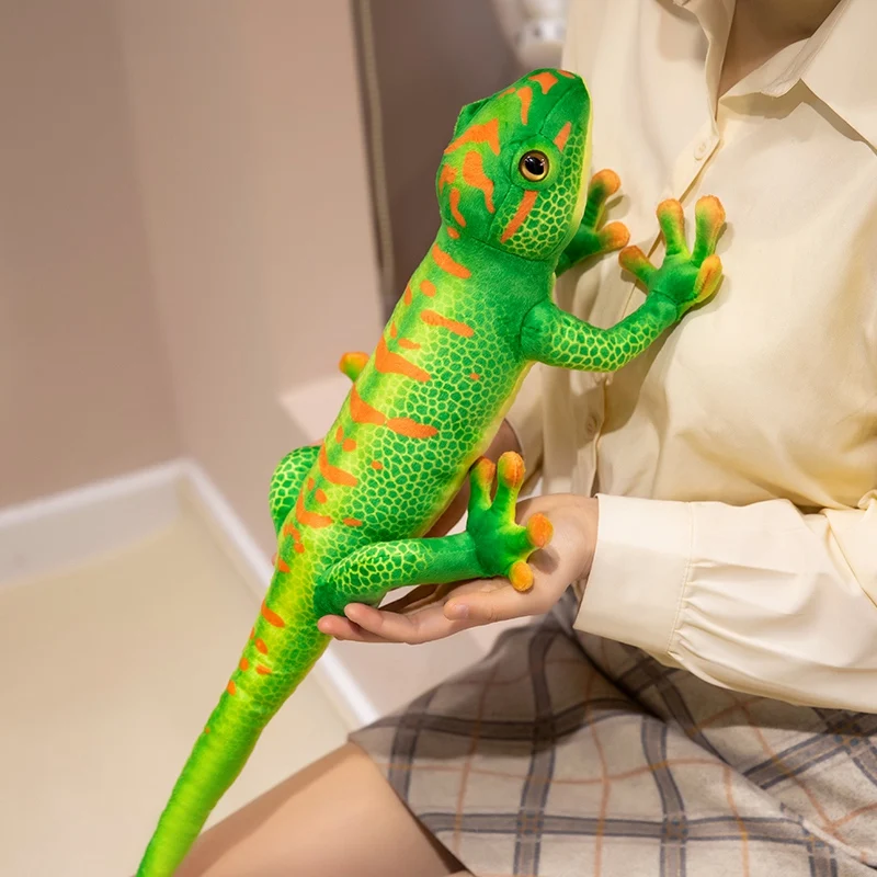 50/65cm Symulacja Długi Ogon Zielony Gecko Pluszowa Lalka Realistyczny Gad Gecko Jaszczurka Pluszowa Zabawka Dekoracja Domu Prezent Dla Dzieci