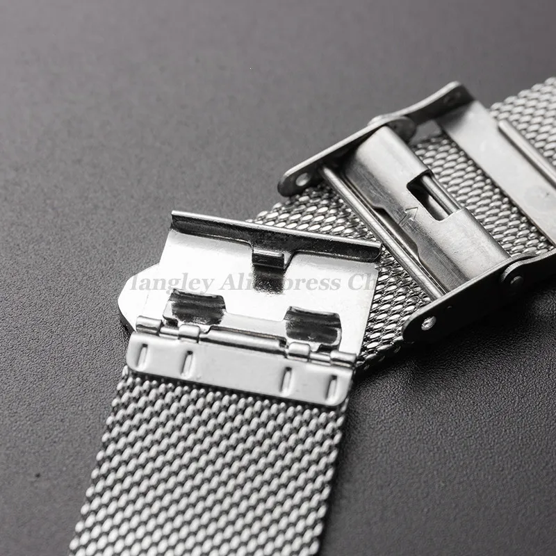 0.4/0.6mm 메쉬 스테인레스 스틸 시계 스트랩 18mm 20mm 22mm 화웨이 시계 GT4 46mm 퀵 릴리스 밴드 범용 루프 손목 밴드