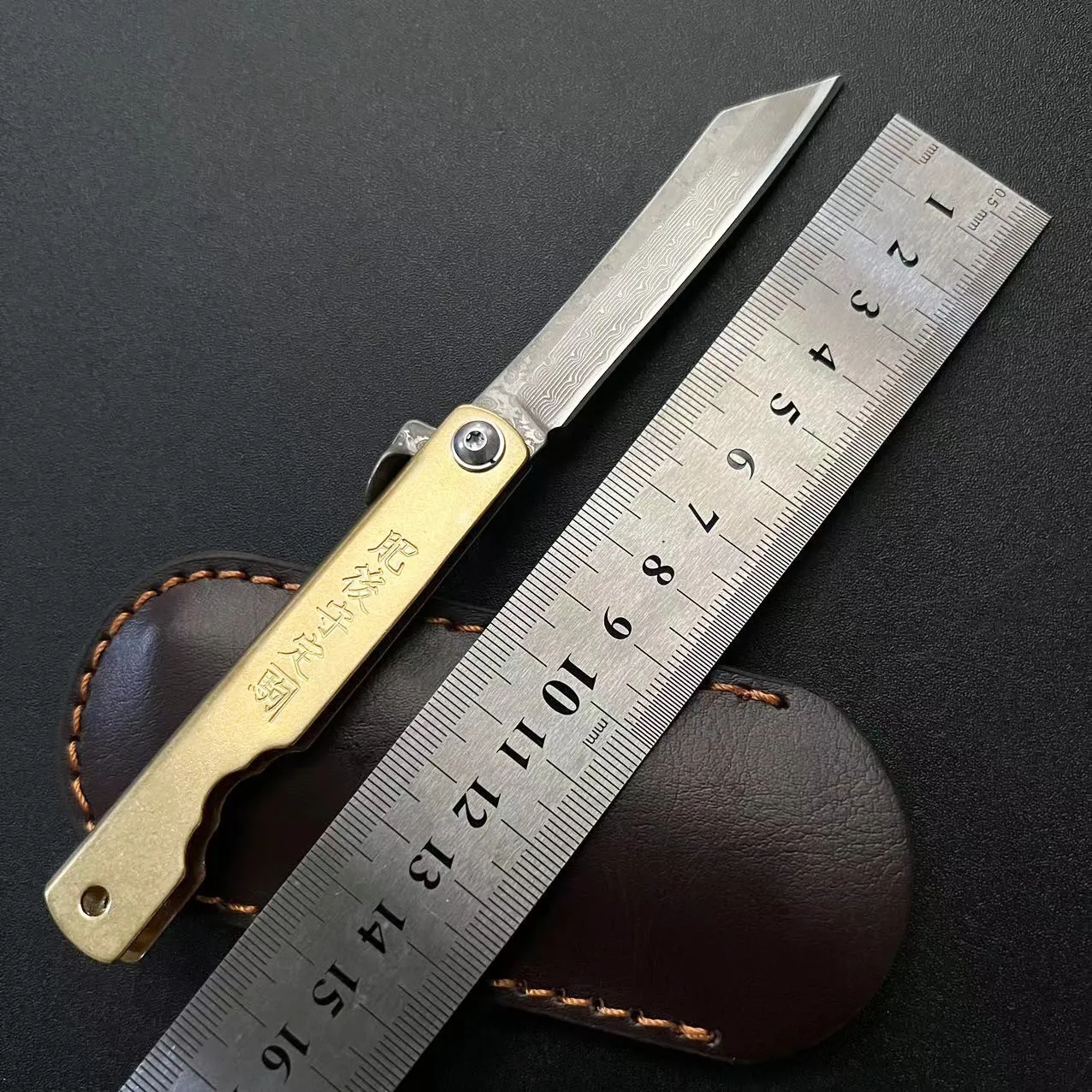 Folding Knife Knife with Brass Handle Stainless Steel Folding Knife Keychain Knife Portable Sharp Fruit Knife Folding Knife image 2