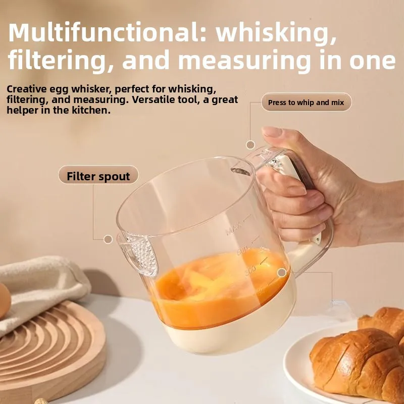 سعة كبيرة دليل خافق البيض خفقت Cr وضرب البيض أداة المطبخ للخبز والطبخ كوب بيض متعدد الوظائف #5