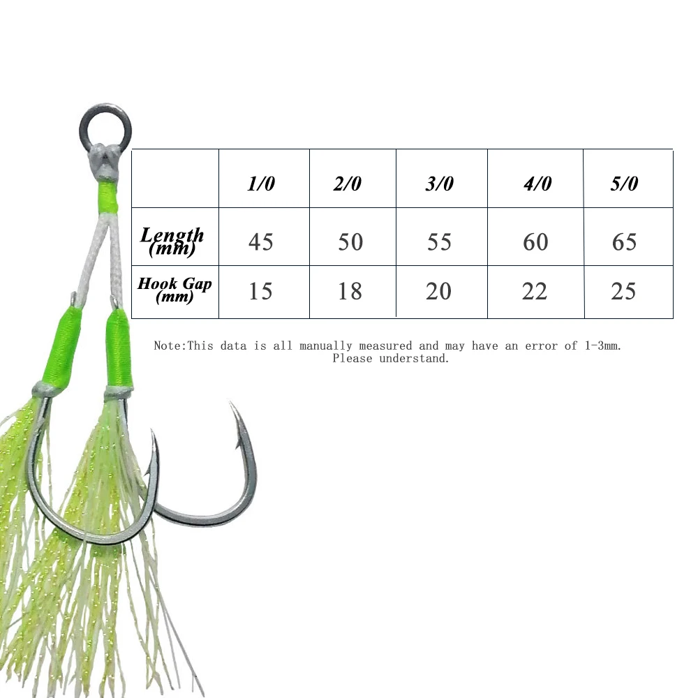 AS Fishing Hook Soft Stainless Wire Glow Slow/Fast Jigging Hooks Double Barbed Assist Hooks Lure Glow Jig Lure Hooks