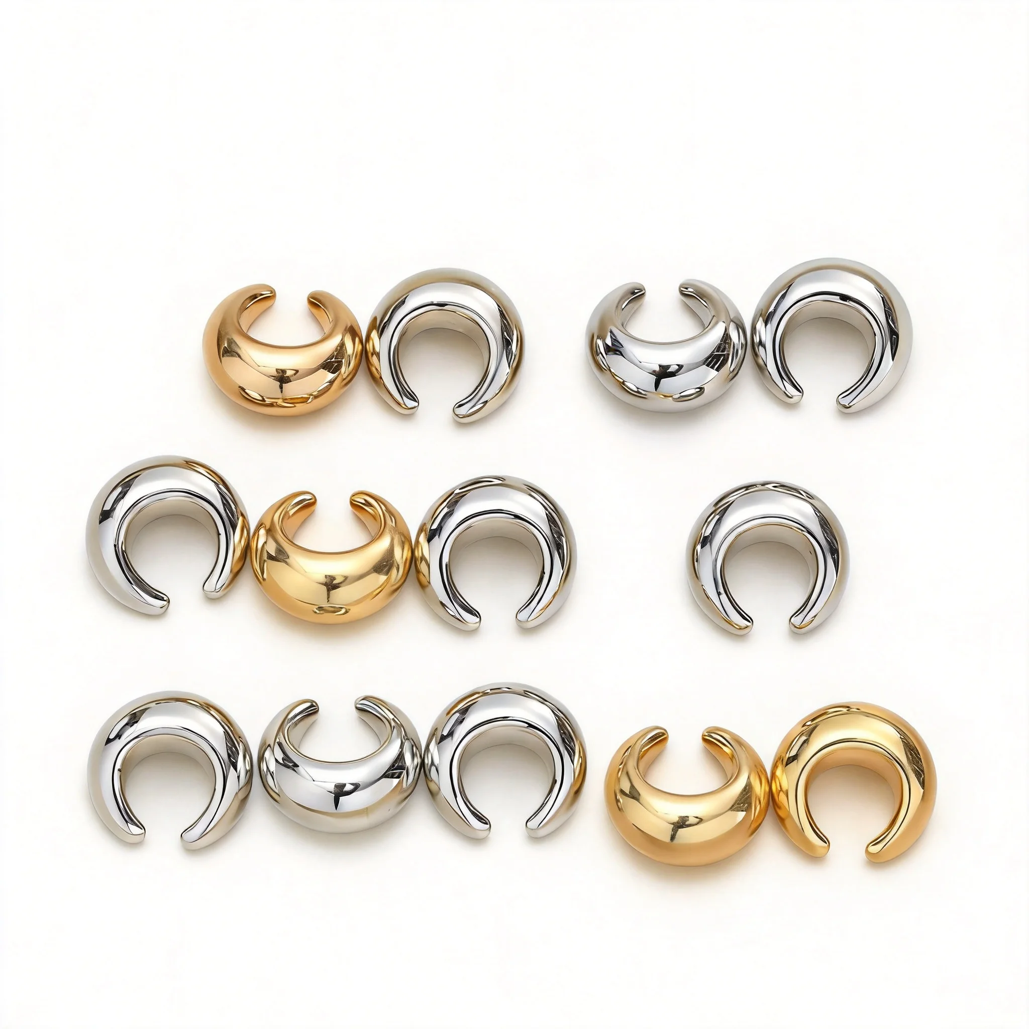 Klobiger Ohrclip, Faux-Piercing, minimalistischer Clip-Ohrring, hohle Ohrklemme, Boucles d'oreilles Femme, Unisex-Schmuckgeschenk – Detail 1