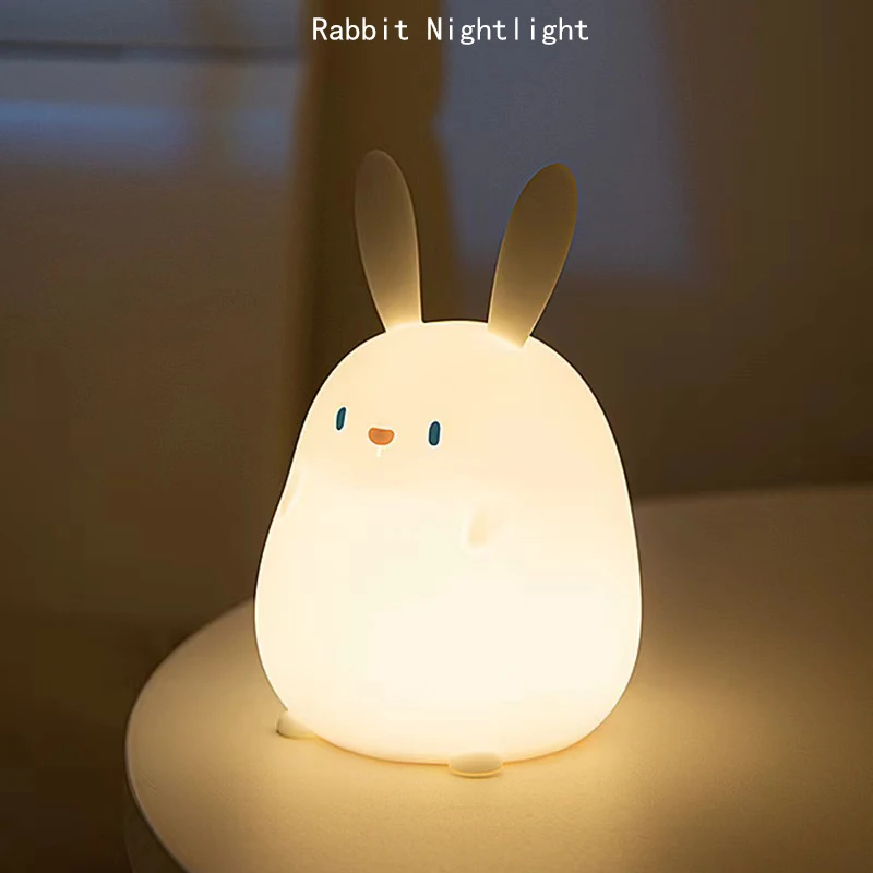 Rabbit Night Light Silicone Home Bedroom Cute Rabbit Shooting Light Mid Autumn Festival Children's Sleep Atmosphere Light