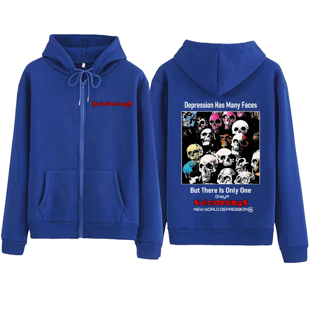 Depression Has Many Faces But There Is Only One Suicideboys Zipper Hoodie  Harajuku Pullover Tops Sweatshirt Streetwear