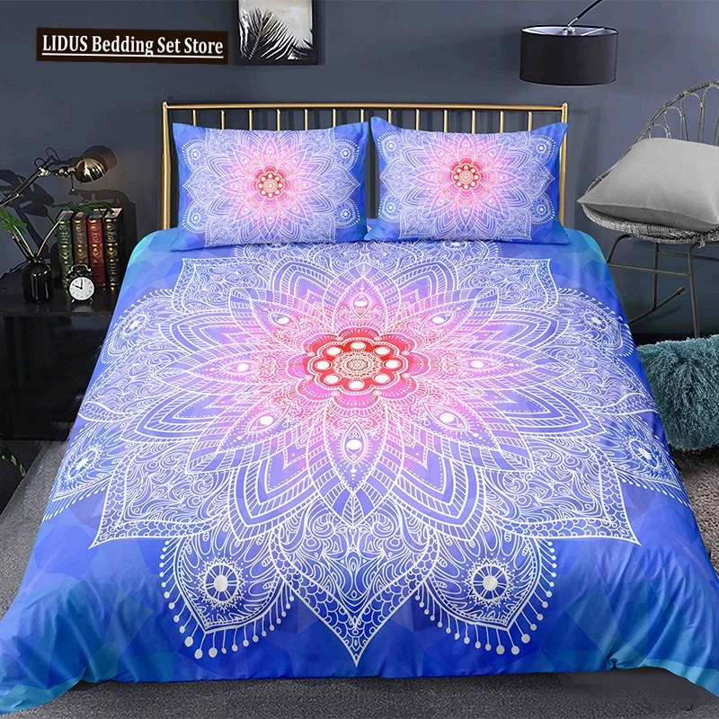 

Mandala Flower Duvet Cover Set Bohemian Style Colourful Flowers Comforter Cover King Size For Boys Girls Polyester Bedding Se