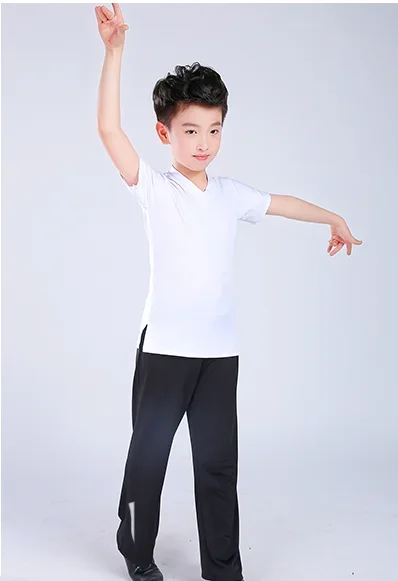 Boy Latin Dancewear Latin Dance Exercise clothes Ruffly Ballroom Stage Modern Boys Latin Dance training Clothes Shirt+pants sets