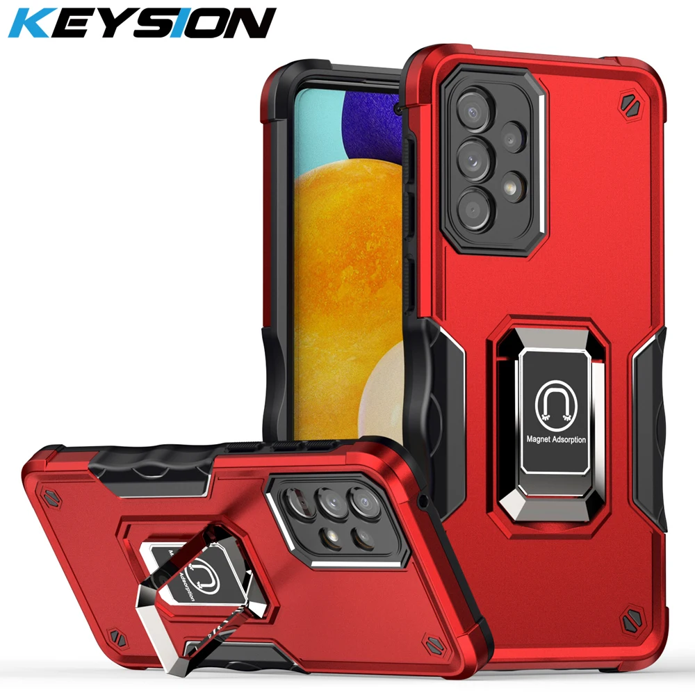 

KEYSION Shockproof Armor Case for Samsung A53 A73 A33 5G A23 Ring Stand Phone Back Cover for Galaxy A52 A22S A42 A52S 5G A32 A12