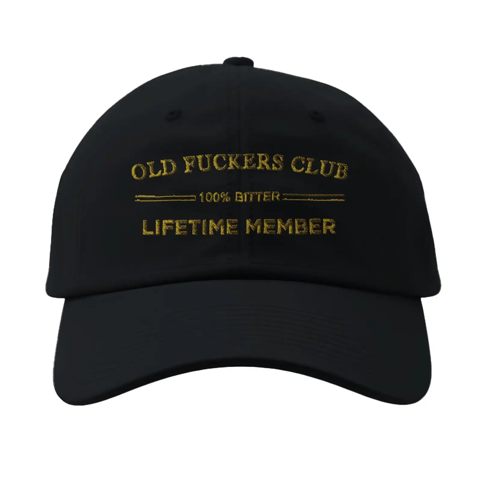Old Fuckers Club Embroidered Distressed Baseball Cap, Bitter Lifetime Member Hat