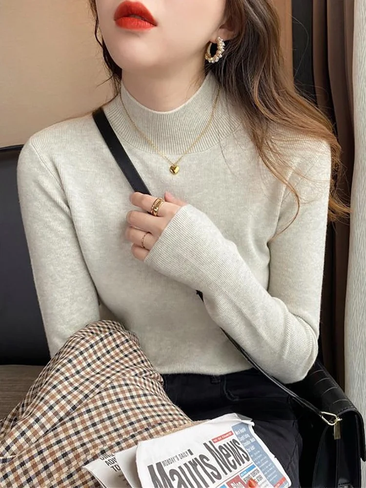 

Женский вязаный шерстяной свитер, базовый свитер с высоким воротником, основание irt Small Fraance, внутренняя одежда, новинка 2025 года, зимний топ