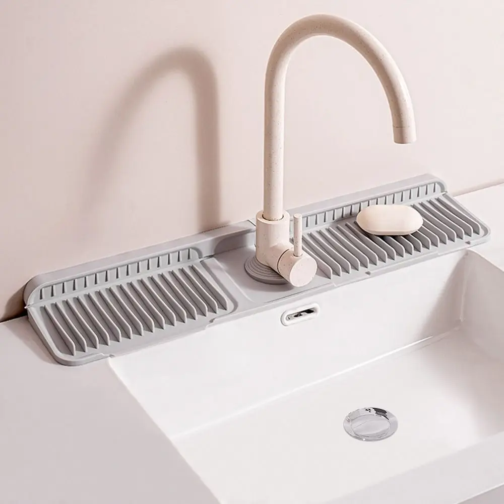 1Pcs Drying Pad Faucet Mat Silicone Water-absorbent Draining Mat Wear Resistant Countertop Protector Quick-drying Sink Mat