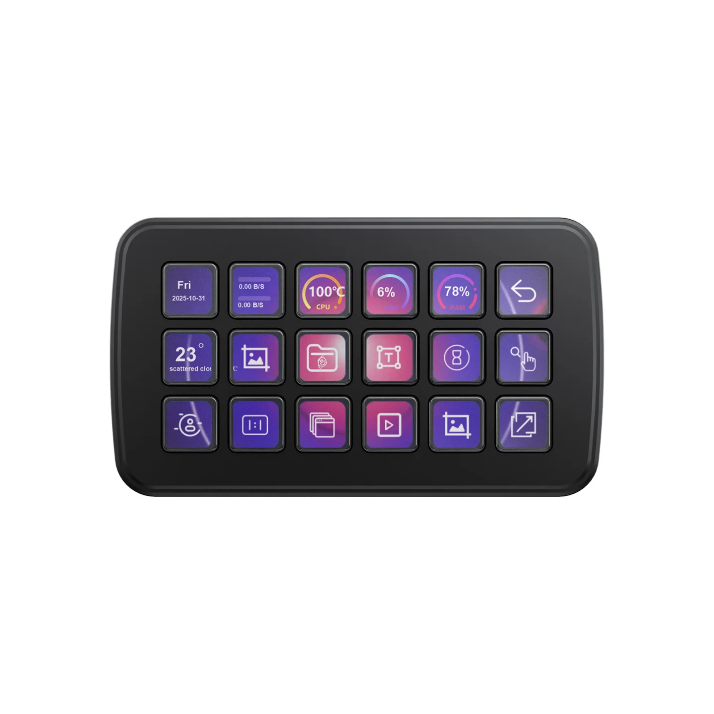 Waveshare SK18 Multi-Functional AI Voice Control Panel, Onboard 18 × membrane LCD Macro Keys, Supports Linux + QMK Dual-system
