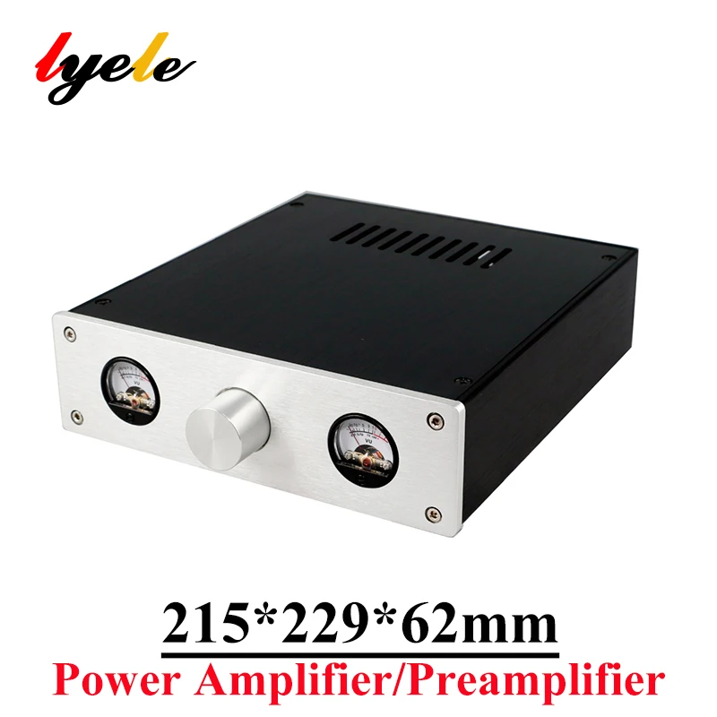 

215*229*62mm All Aluminum Headphone Amplifier Chassis Preamplifier Case Power Supply Enclosure Vu Meter Diy Audio Accessories