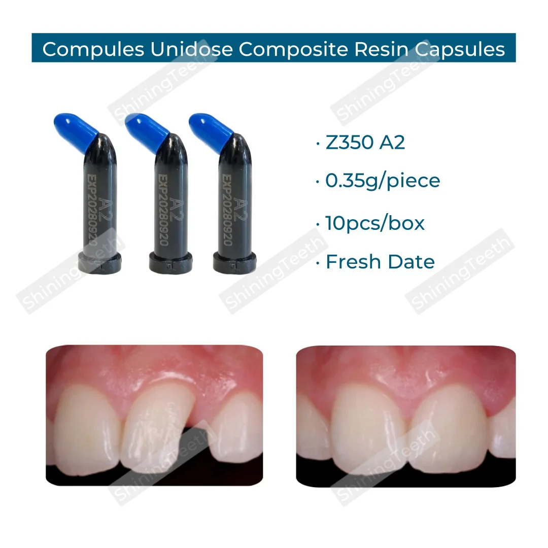 

Dental Z350 A2 Capules Unidose Composite Resin Capsules Light Cure 0.35g Nano Veneer Whitening Teeth Filling Materials